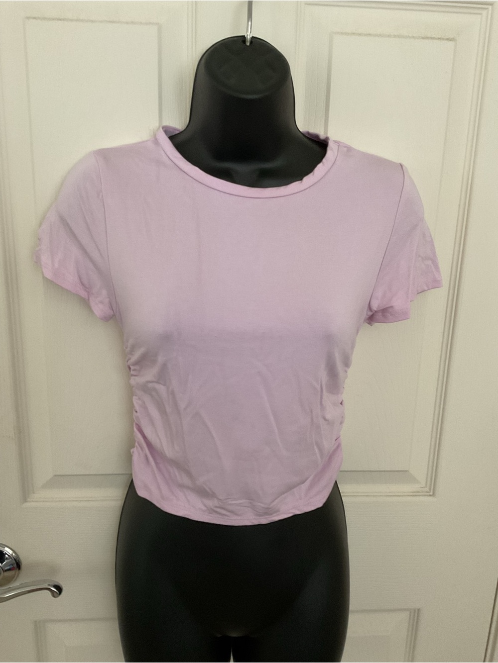 Cropped Lilac Short Sleeve Crewneck Top